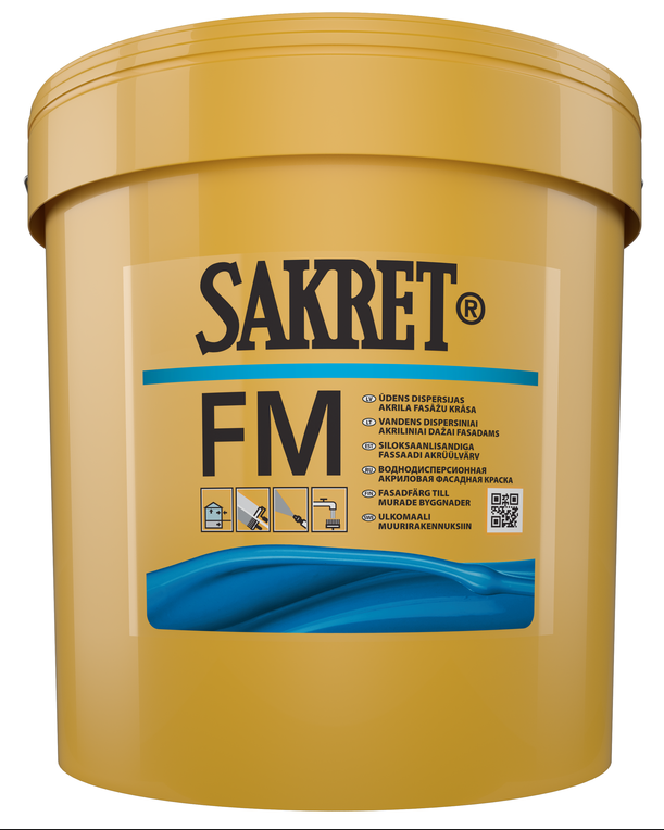 Sakret FM 18 л. Стирол-акриловая воднодисперсионная краска, модифицированная силоксаном, для наружных работ.